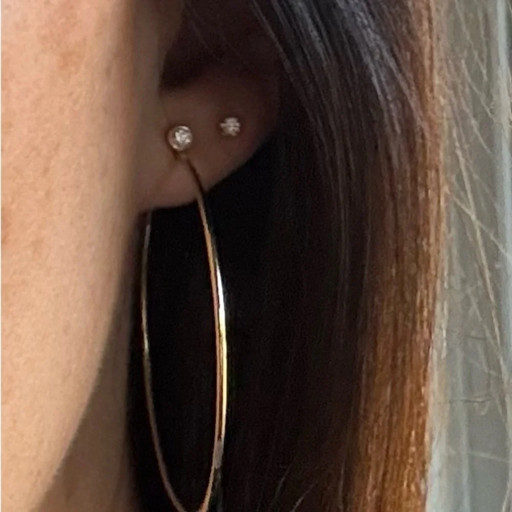 14k Gold and Diamond Hoops